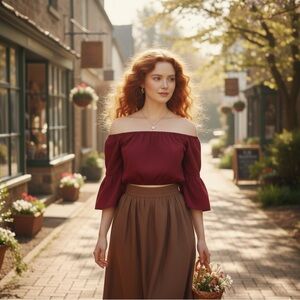 Red Peasant Crop Top